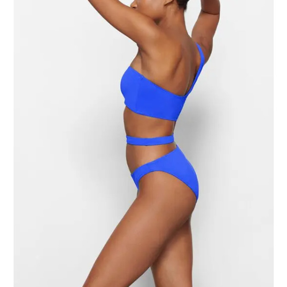NWT SKIMS Monokini One Piece Swimsuit Women's Size 4X Cobalt One Shoulder Cutout - Picture 2 of 6